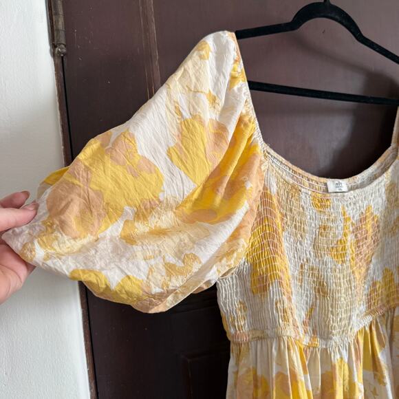 NLT No Less Than | Yellow Floral Puff Sleeve Cottagecore Midi Dress | 2XL - Picture 6 of 7